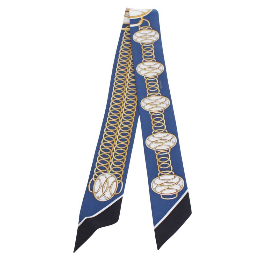 Hermes Twilly Silk Yellow Scarf Yellow Blue